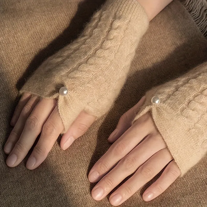 100% Merino Wool Women's Thermal Fingerless Gloves, High-End Knit, Warm And Cozy, Hand Wash Or Dry Clean