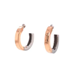 18k Rose and White Gold Reversible Huggie Hoops