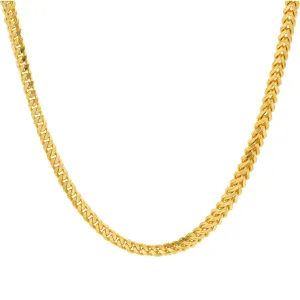 22K Yellow Gold Rounded Wheat Link Chain, 100.9 grams