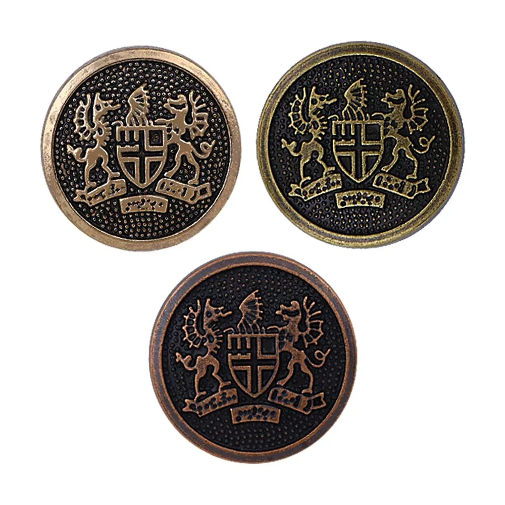 Antique Finish Royal Emblem Metal Buttons for Coat/Suit/Sherwani