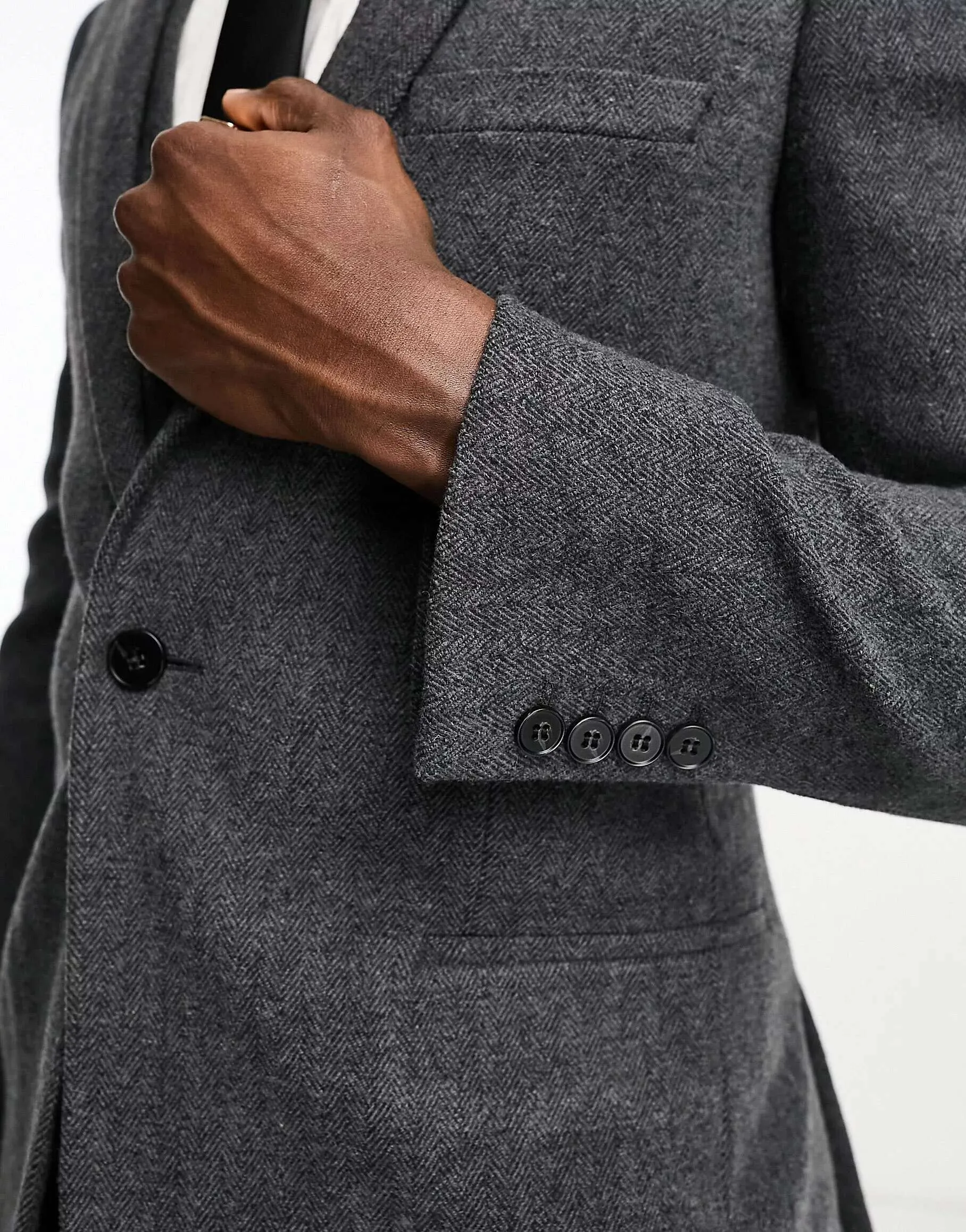 ASOS Super Skinny Blazer in Charcoal Herringbone