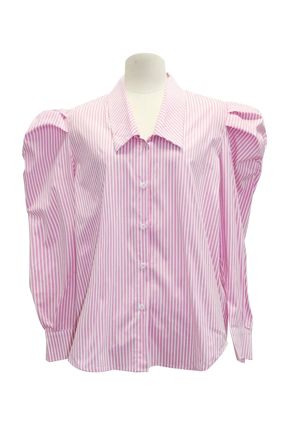 Astrid Ruched Puff Sleeve Striped Shirt