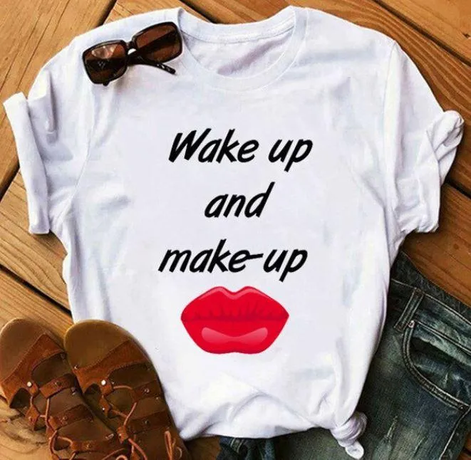 Awesome Red Lips Print Women Casual T Shirts