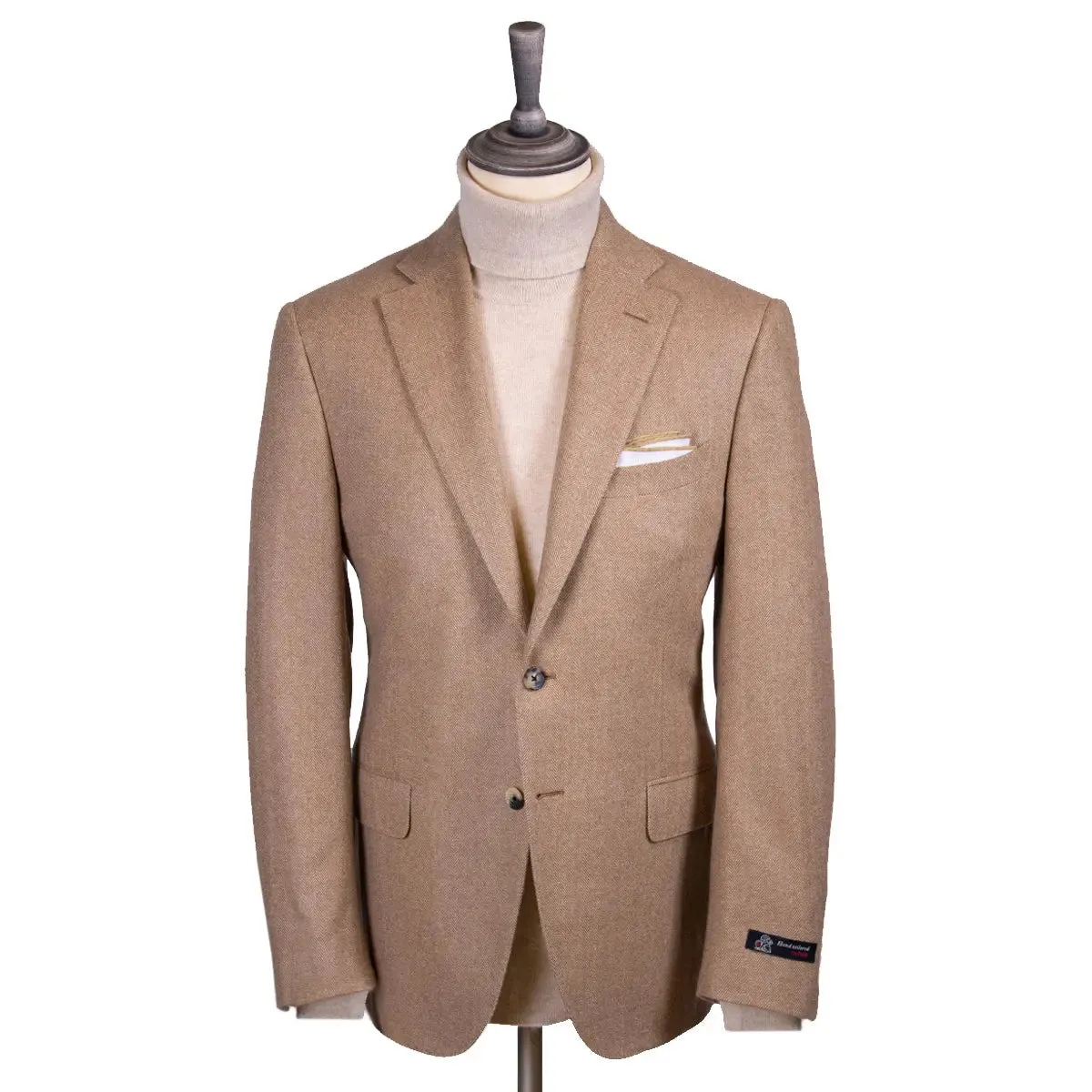 Beige Herringbone Pure Cashmere Jacket