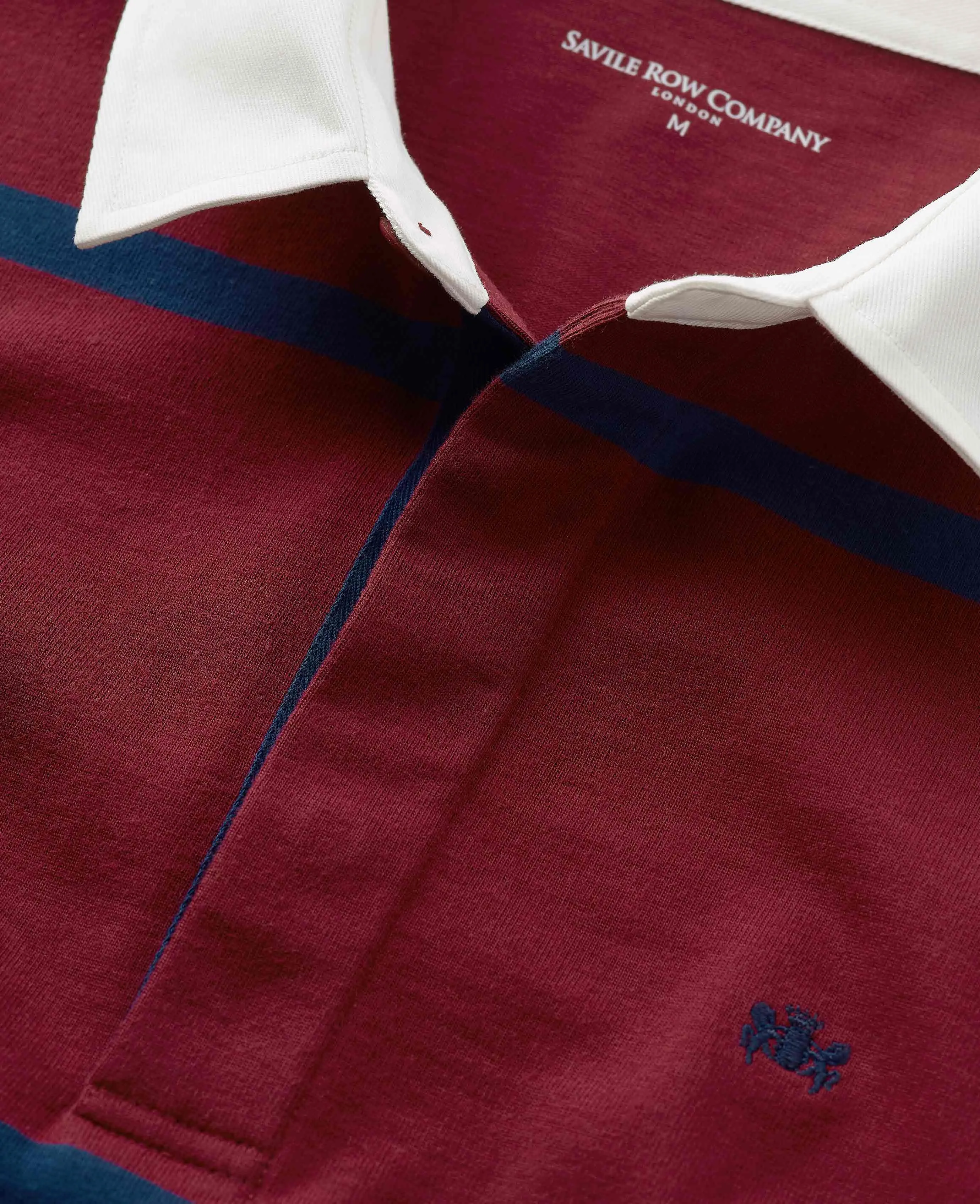 Burgundy Navy Stripe Heavyweight Cotton Jersey Rugby Shirt