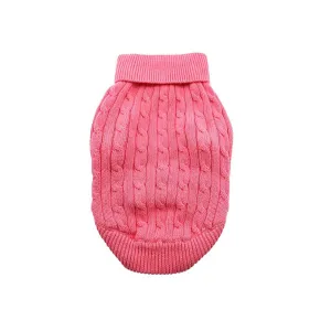 Cable Knit Dog Sweater in Pink