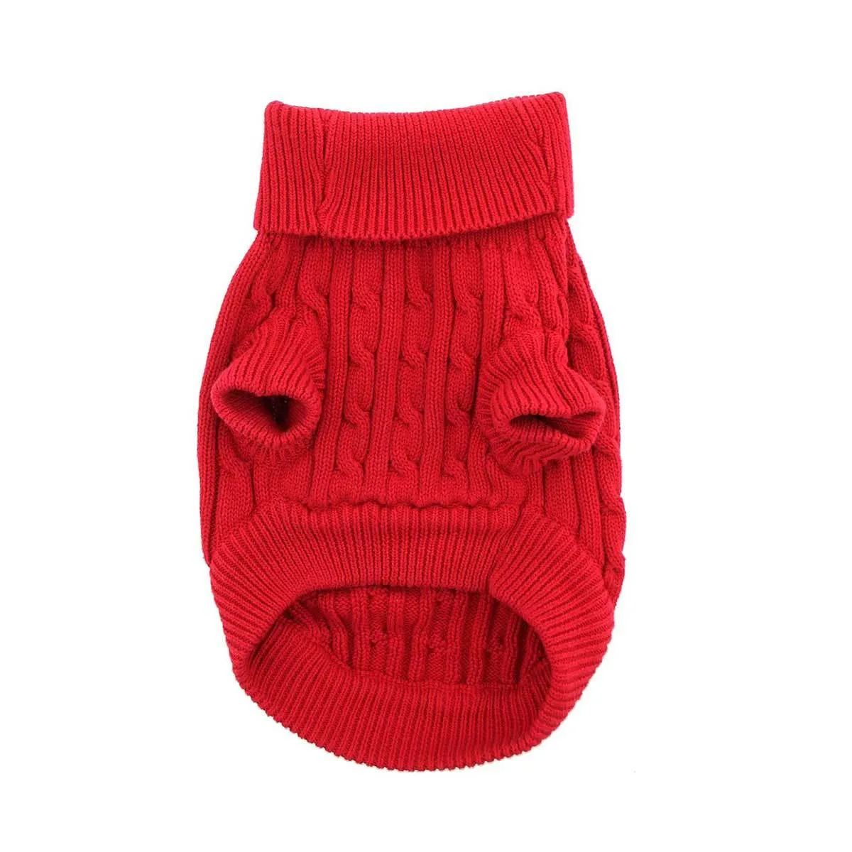 Cable Knit Dog Sweater in Red