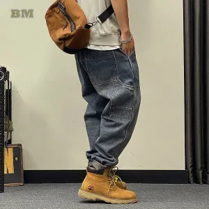 Cargo Jeans Streetwear Harlan Trousers Men's Japanese Denim Pants