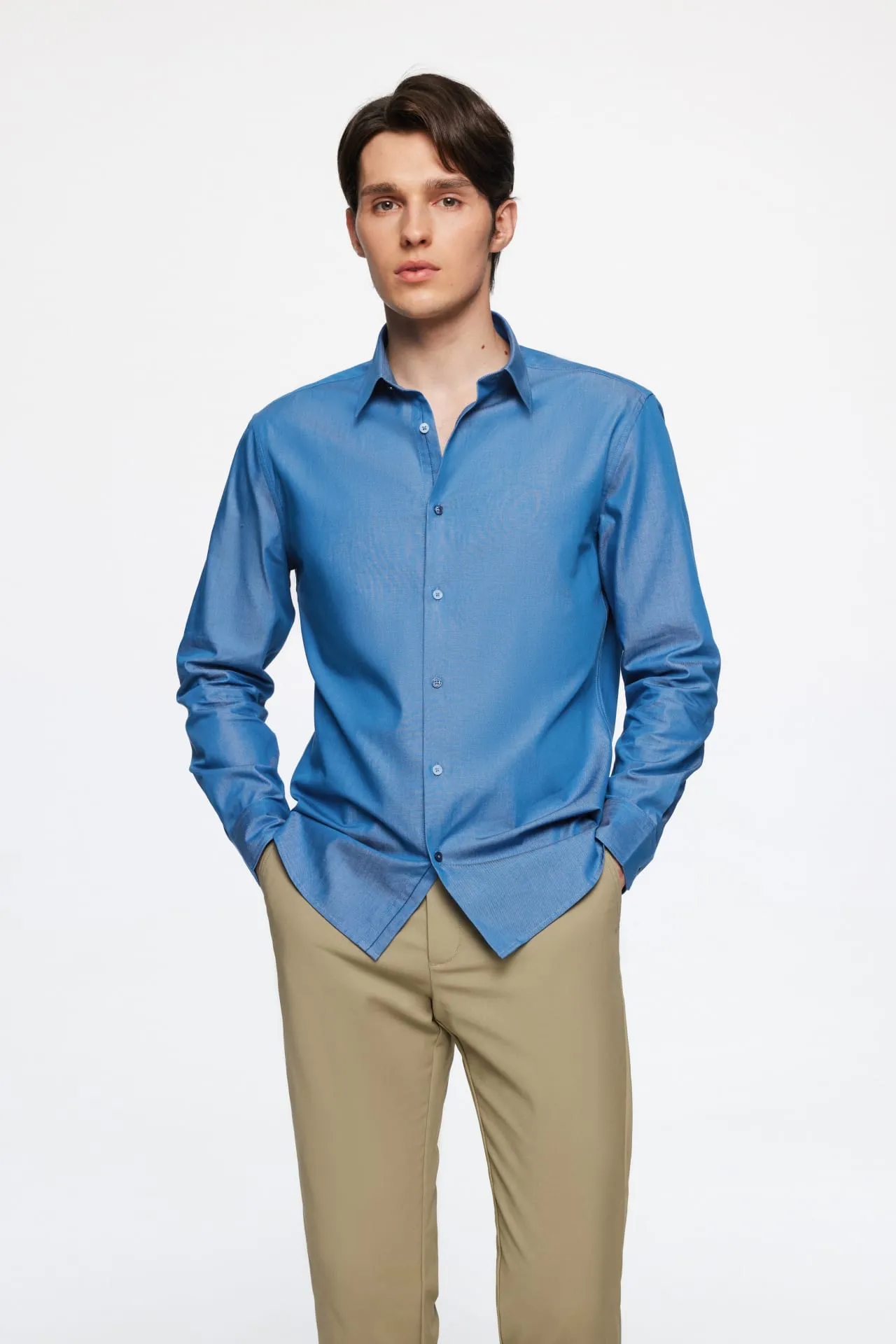 Chambray Cotton Denim Look Casual Shirt