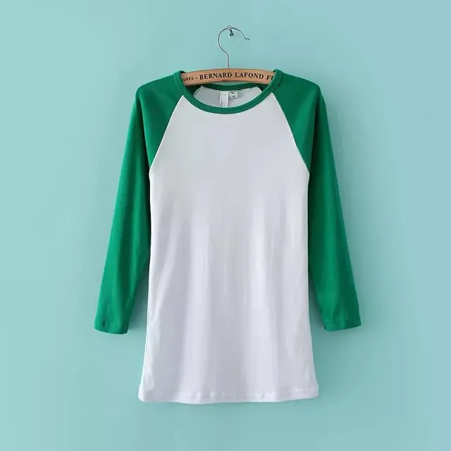 Classic Apparel women's t shirt Patchwork Tee camisetas femininas ropa mujer Contrast Sleeve Raglan sleeve Tops