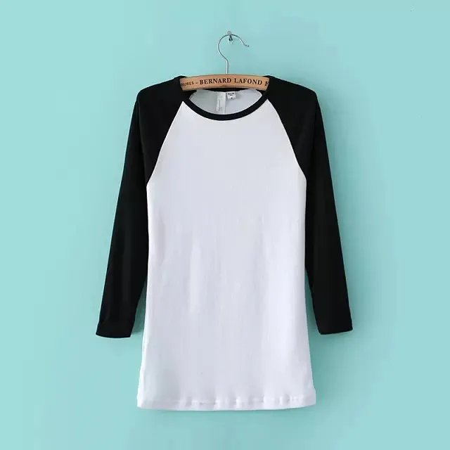 Classic Apparel women's t shirt Patchwork Tee camisetas femininas ropa mujer Contrast Sleeve Raglan sleeve Tops