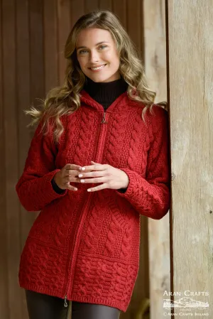 Classic Hooded Zipper Sweater - Cherry