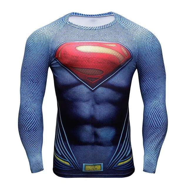 Compression Shirt Batman VS Superman 3D Printed T-shirts Men Raglan Long Sleeve Cosplay Costume Fit Clothing Fitness Tops Male