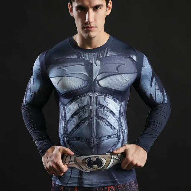 Compression T shirts Long Sleeve Fitness Top Superman Printed Tshirts Superhero Tees Crossfit Bodybuilding Tees 2017 ZOOTOP BEAR