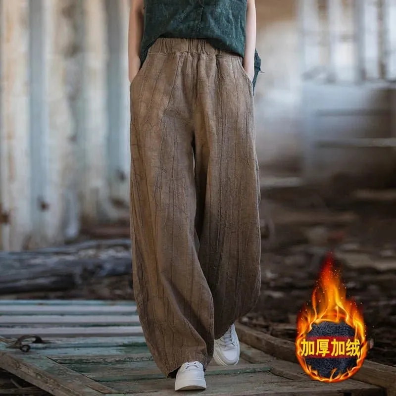 Cotton Linen Baggy Cargo Pants - Casual Loose Fit Twill Bloomers for Women