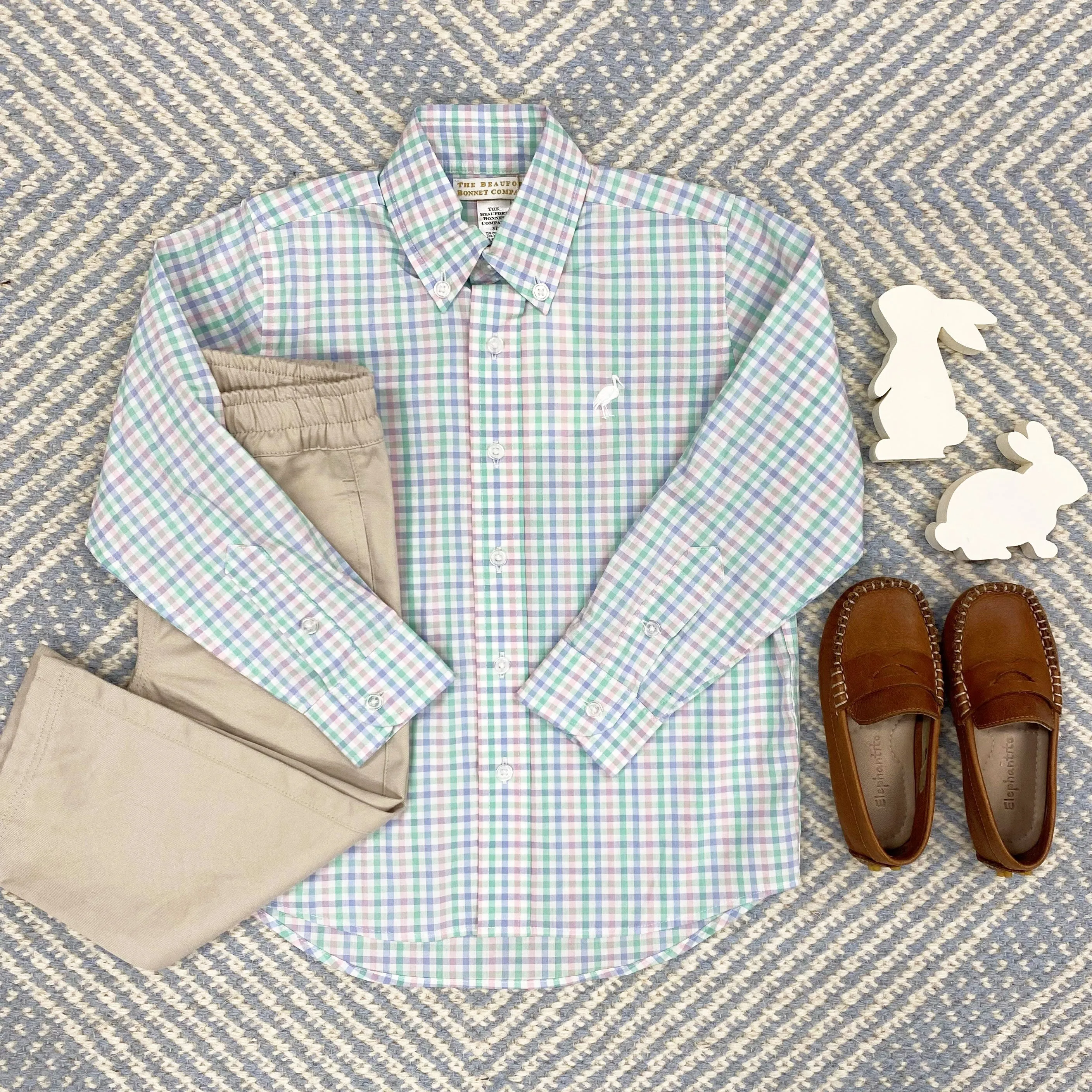 Dean's List Dress Shirt - Sir Proper's Preppy Plaid with Worth Avenue White Stork