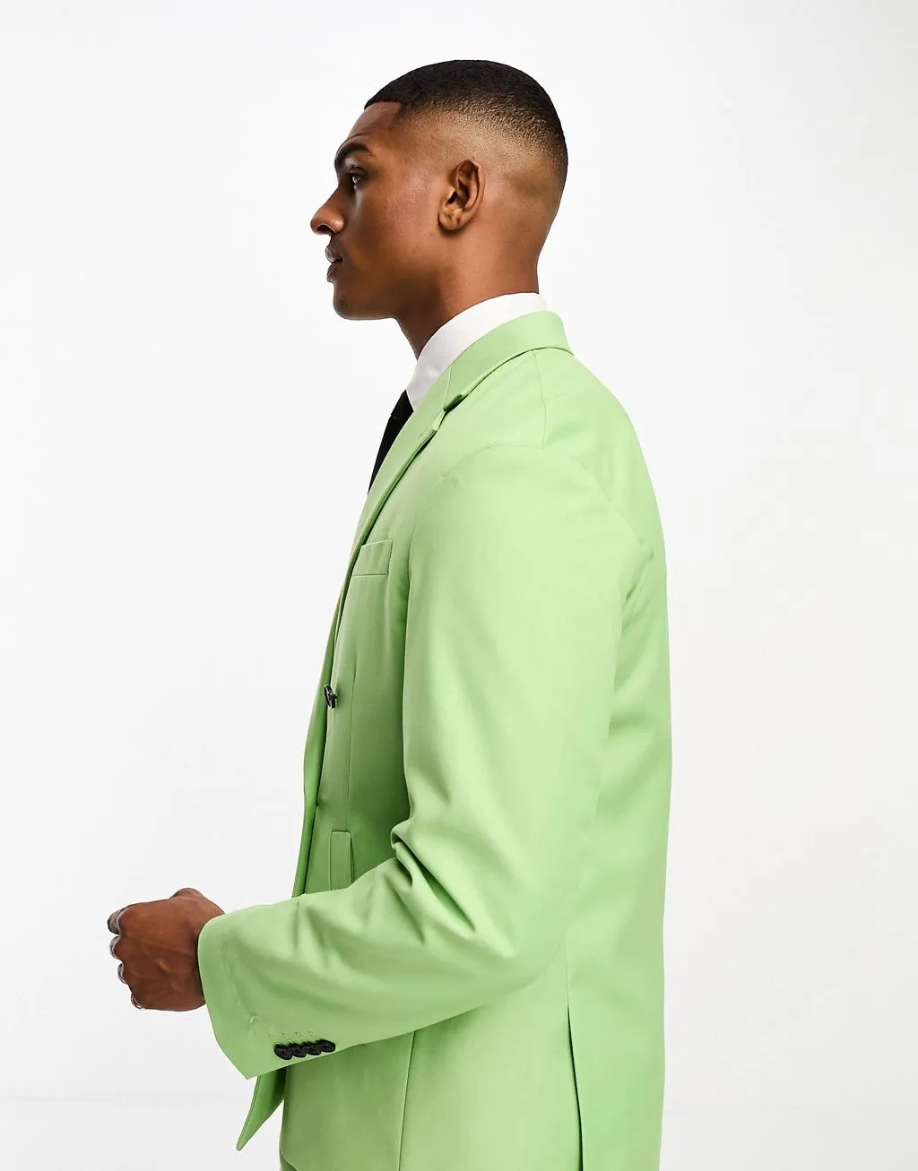 Devils Advocate Green Oversized Double Breasted Blazer with Lapel