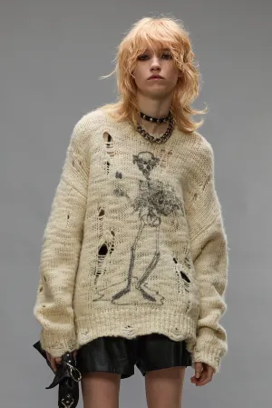 DISTRESSED SWEATER - CREAM