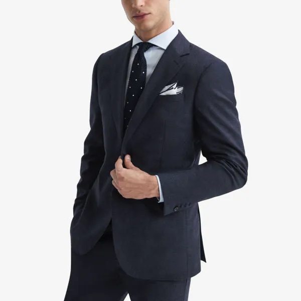 Dunn Slim Fit Wool Blazer in Reiss Check, Navy