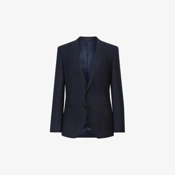 Dunn Slim Fit Wool Blazer in Reiss Check, Navy