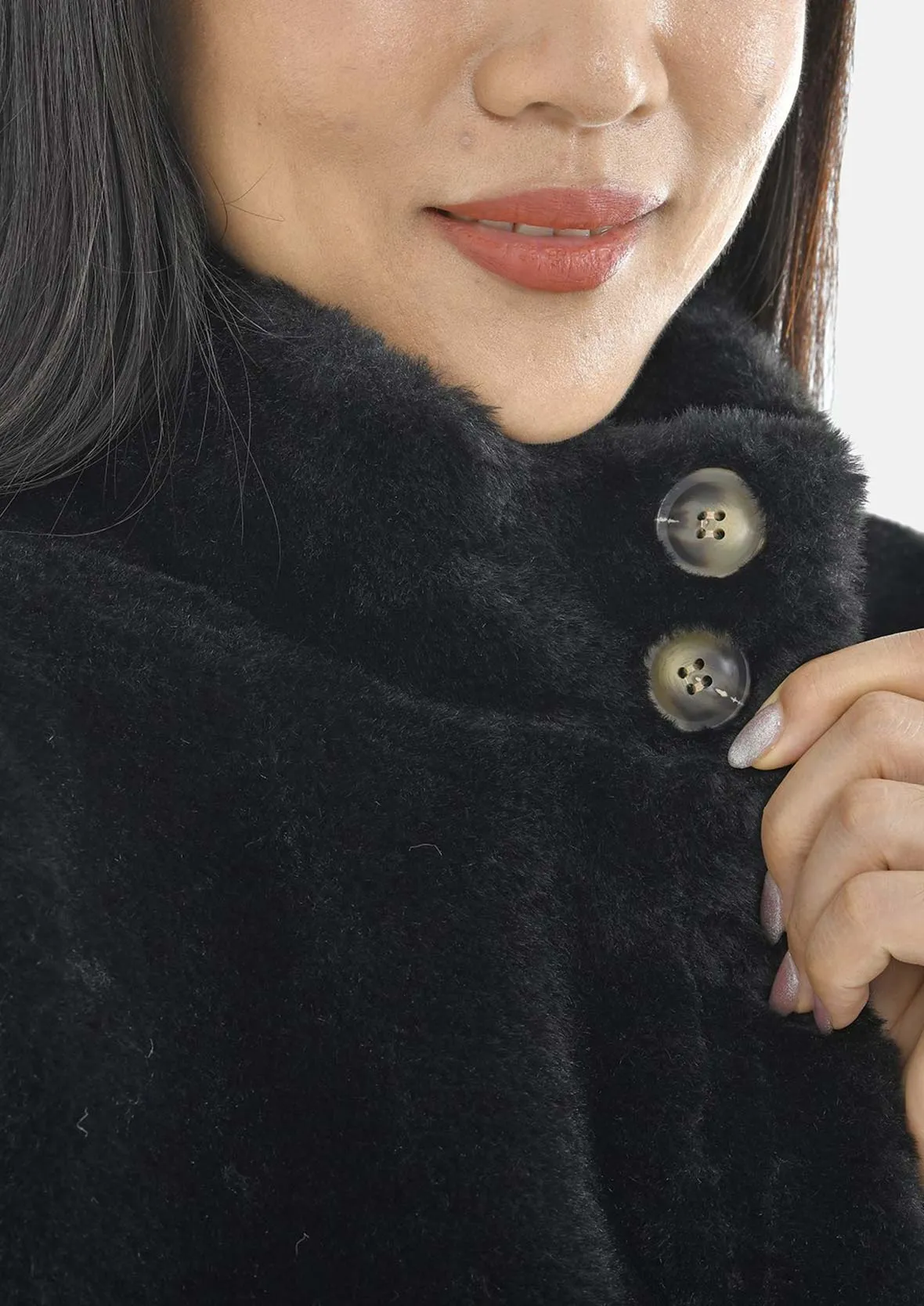 Faux Fur Long Coat With Pockets