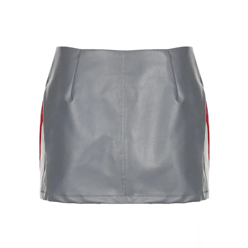 Faux Leather Biker Crop Jacket and Mini Skirts