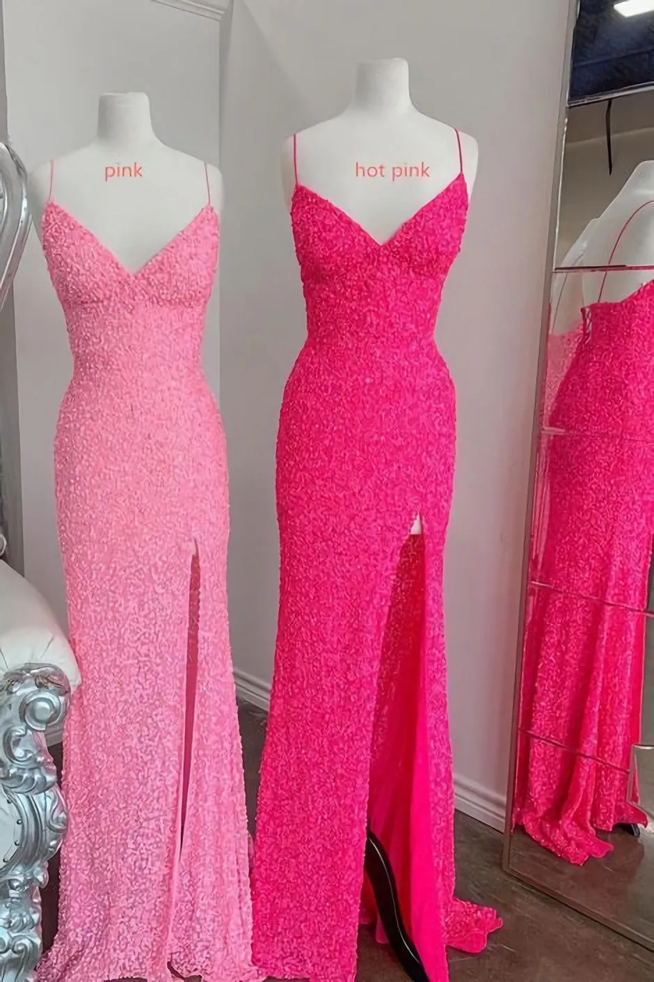 Flattering Mermaid Pink Long Party Dress Prom Dresses