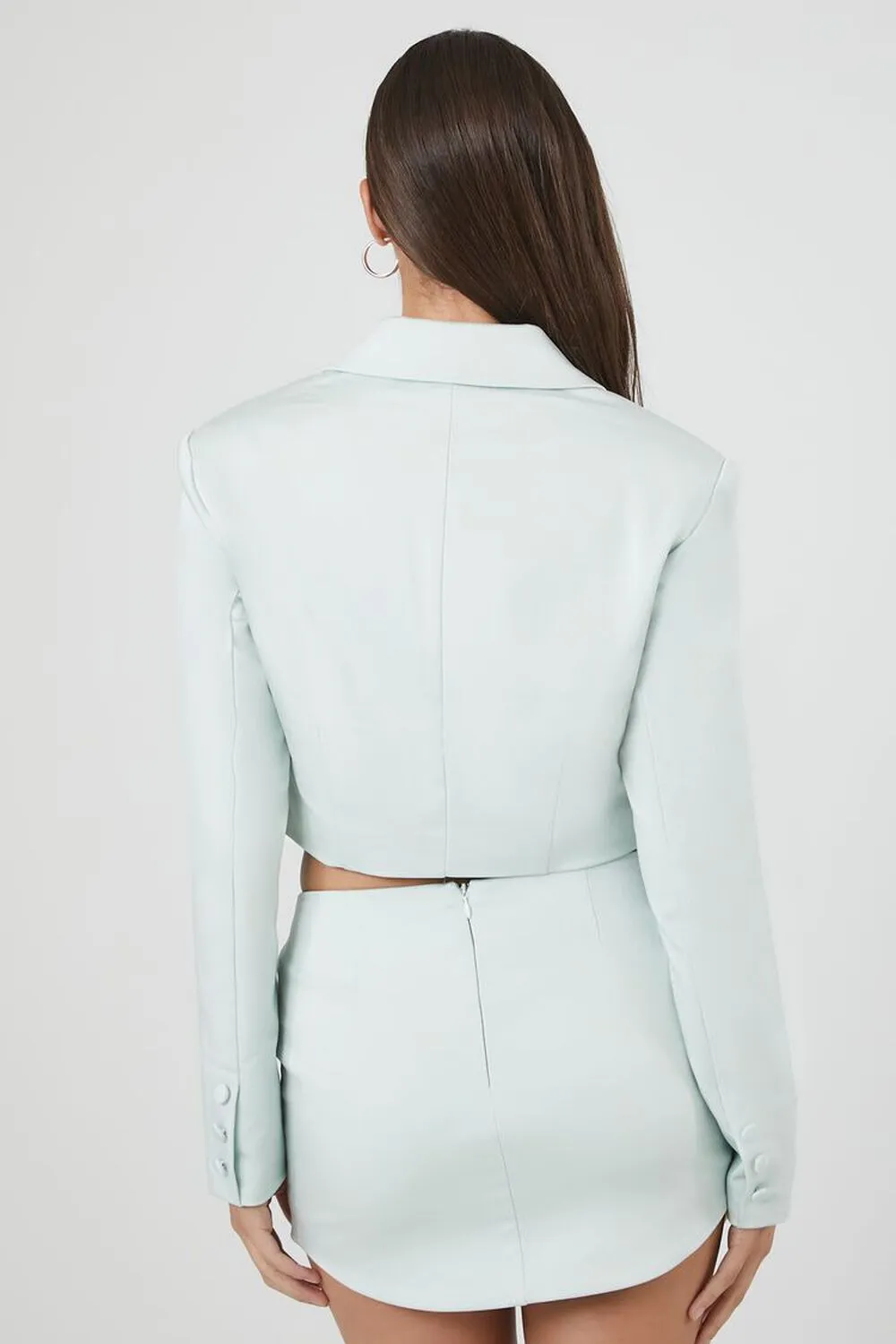 Forever 21 Satin Notched Crop Blazer