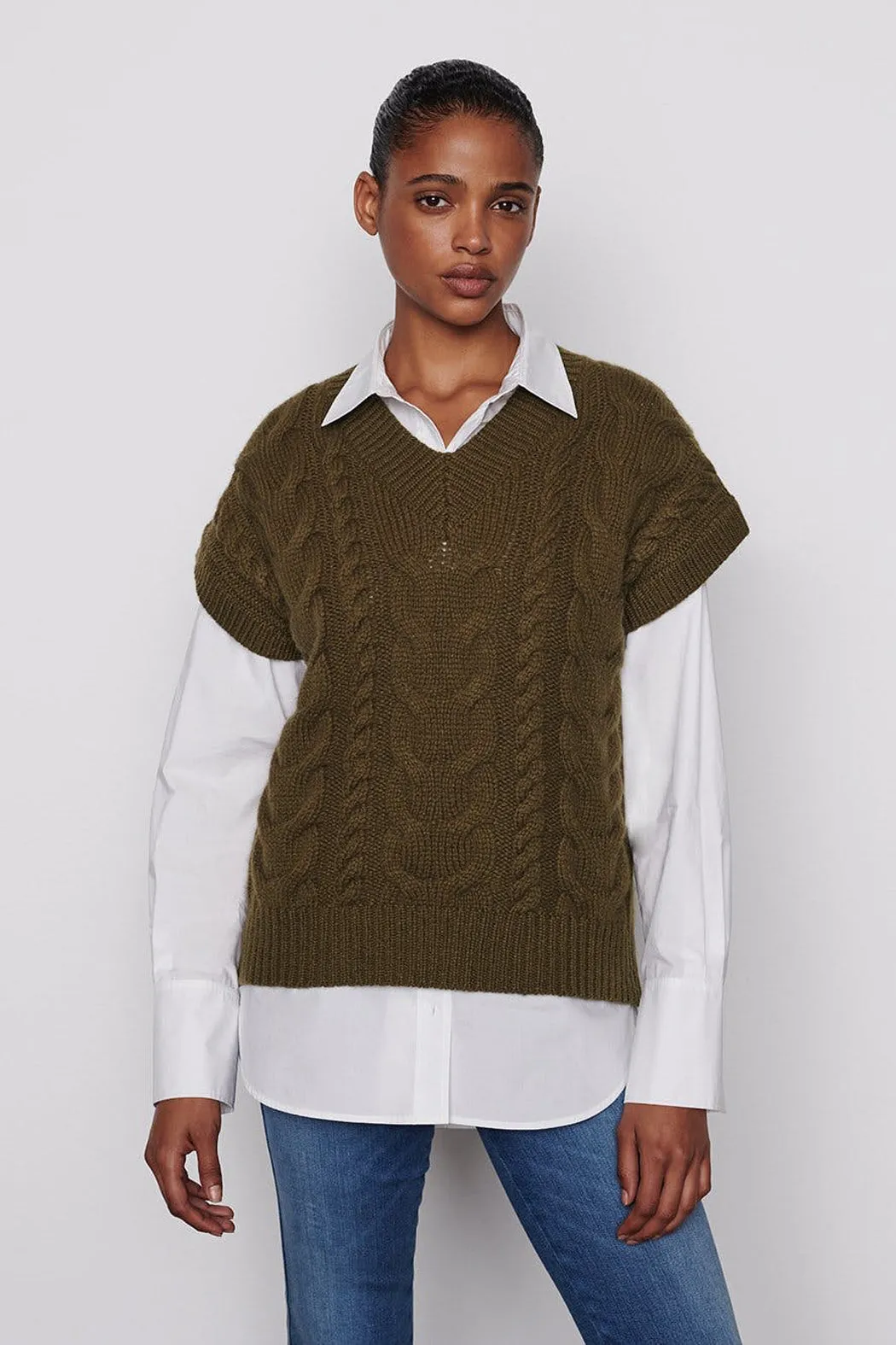 Frame - Cable V Neck Sweater