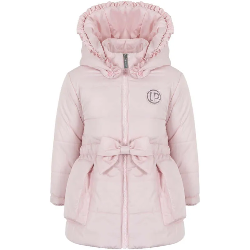 Girls Pink Bow Padded Coat