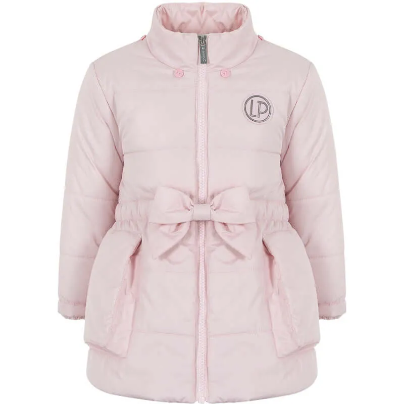 Girls Pink Bow Padded Coat