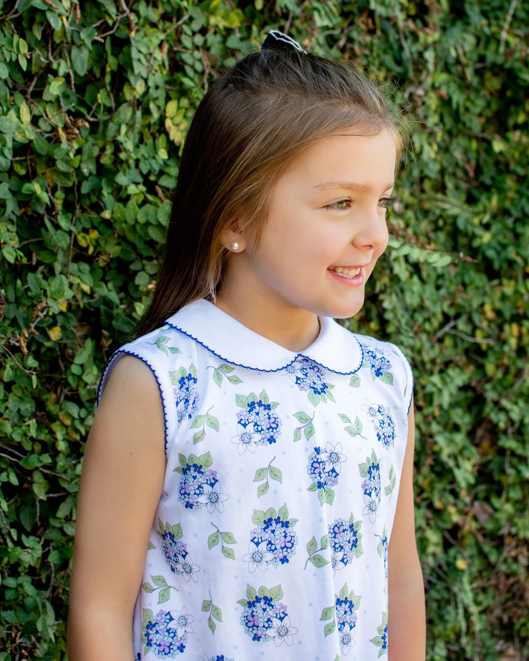 Girl's "Hydrangea" Floral Print A Line Dress