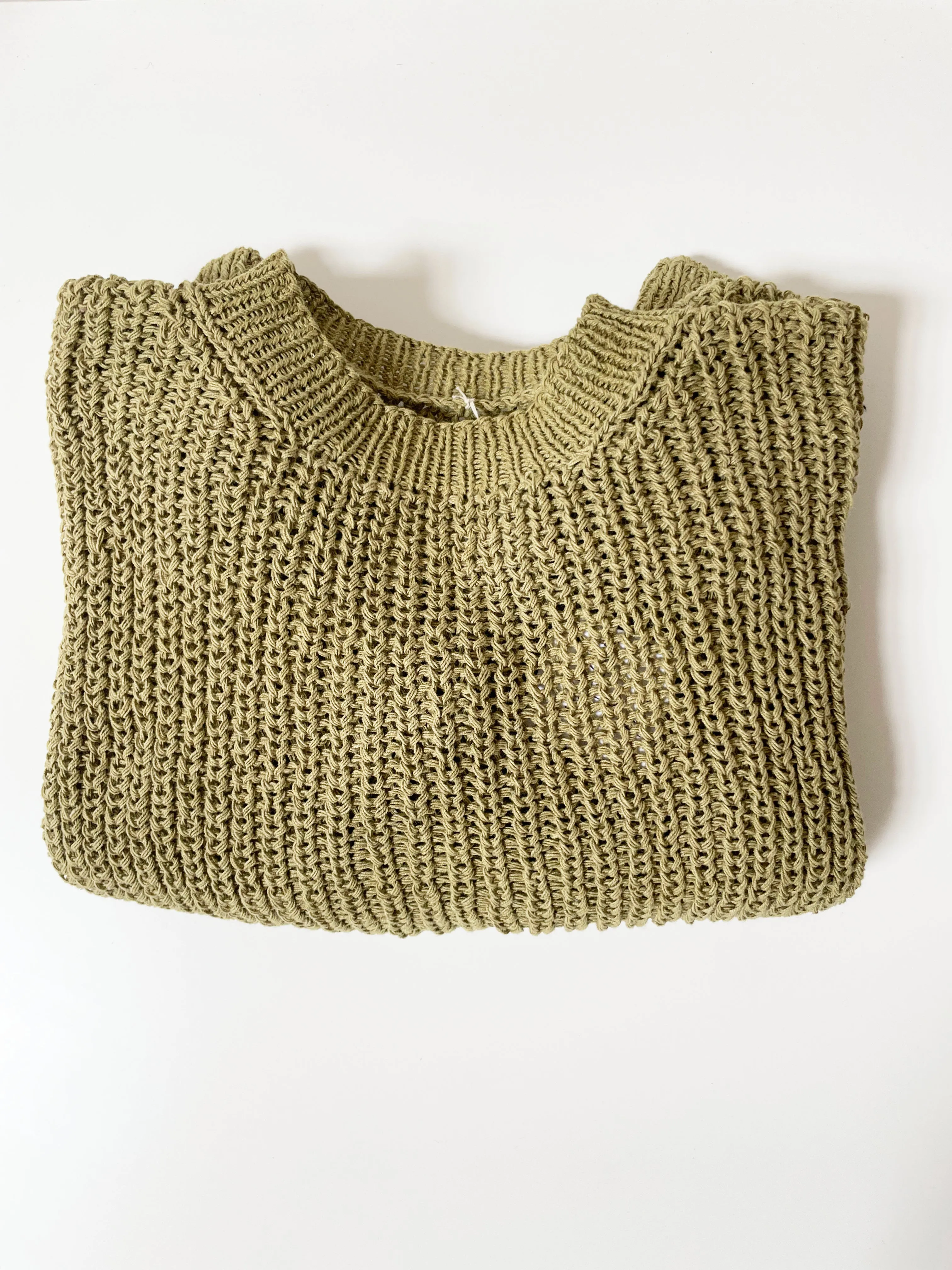 Green Chunky Sweater, Hand Knit & Natural Dyes