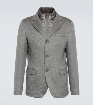 Herno Layered Cashmere Blazer, Gray