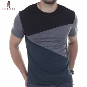 HEYKESON Tshirt Brand 2017 Male Short Sleeve T Shirt O-Neck Men T-Shirt  Simple splicing Tee Tops Shirt Homme T Shirts 3XL DUNV