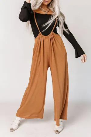 High Rise Wide Leg Suspender Pants