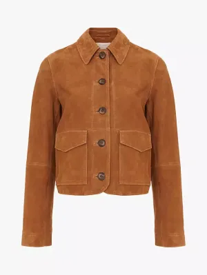 Hobbs Ashlee Button Suede Jacket, Tan