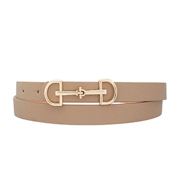 Horsebit Buckle Skinny Belt