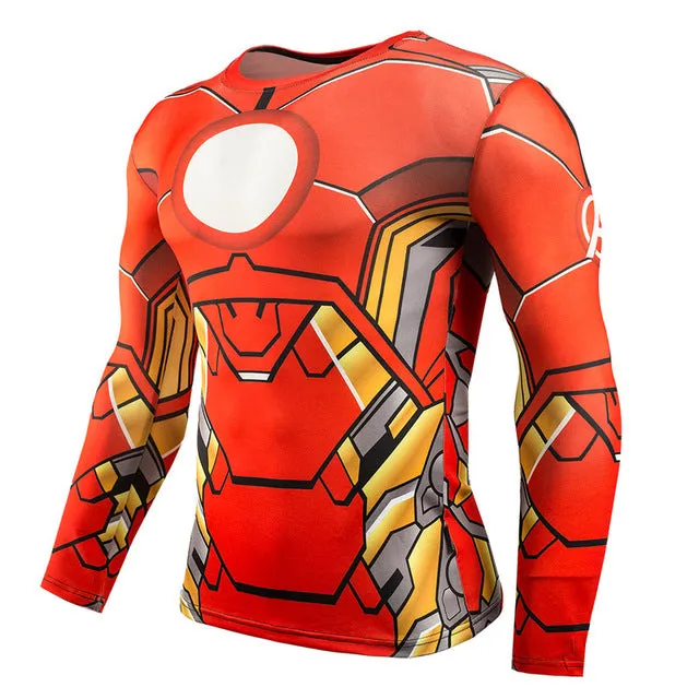 Hot Sale Fitness MMA Compression Shirt Men Anime Bodybuilding Long Sleeve Crossfit 3D Superman Punisher T Shirt Tops Tees