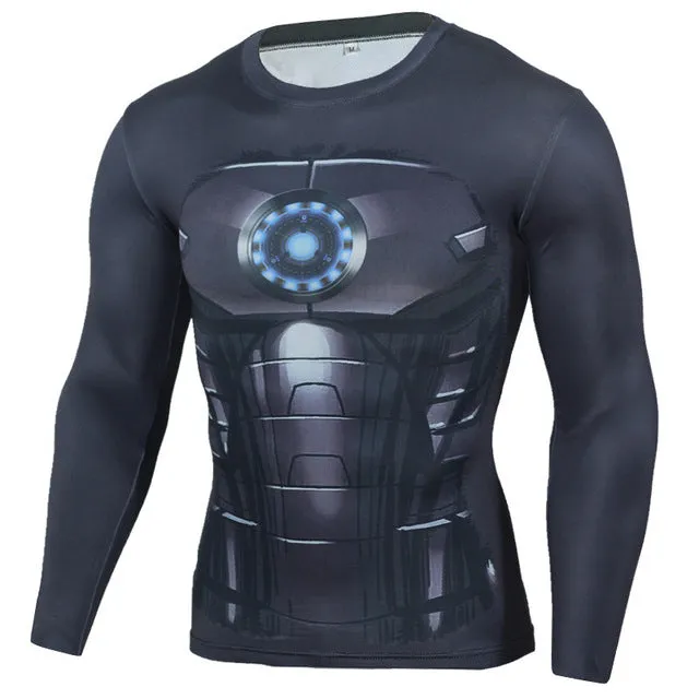 Hot Sale Fitness MMA Compression Shirt Men Anime Bodybuilding Long Sleeve Crossfit 3D Superman Punisher T Shirt Tops Tees