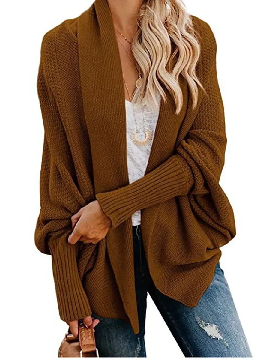 iForgirls Bat sleeve plus size long knitted cardigan sweater（13 colors）