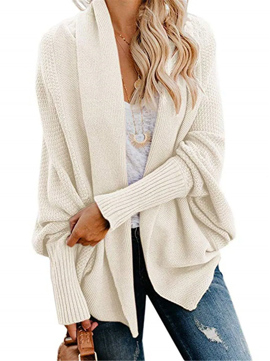 iForgirls Bat sleeve plus size long knitted cardigan sweater（13 colors）