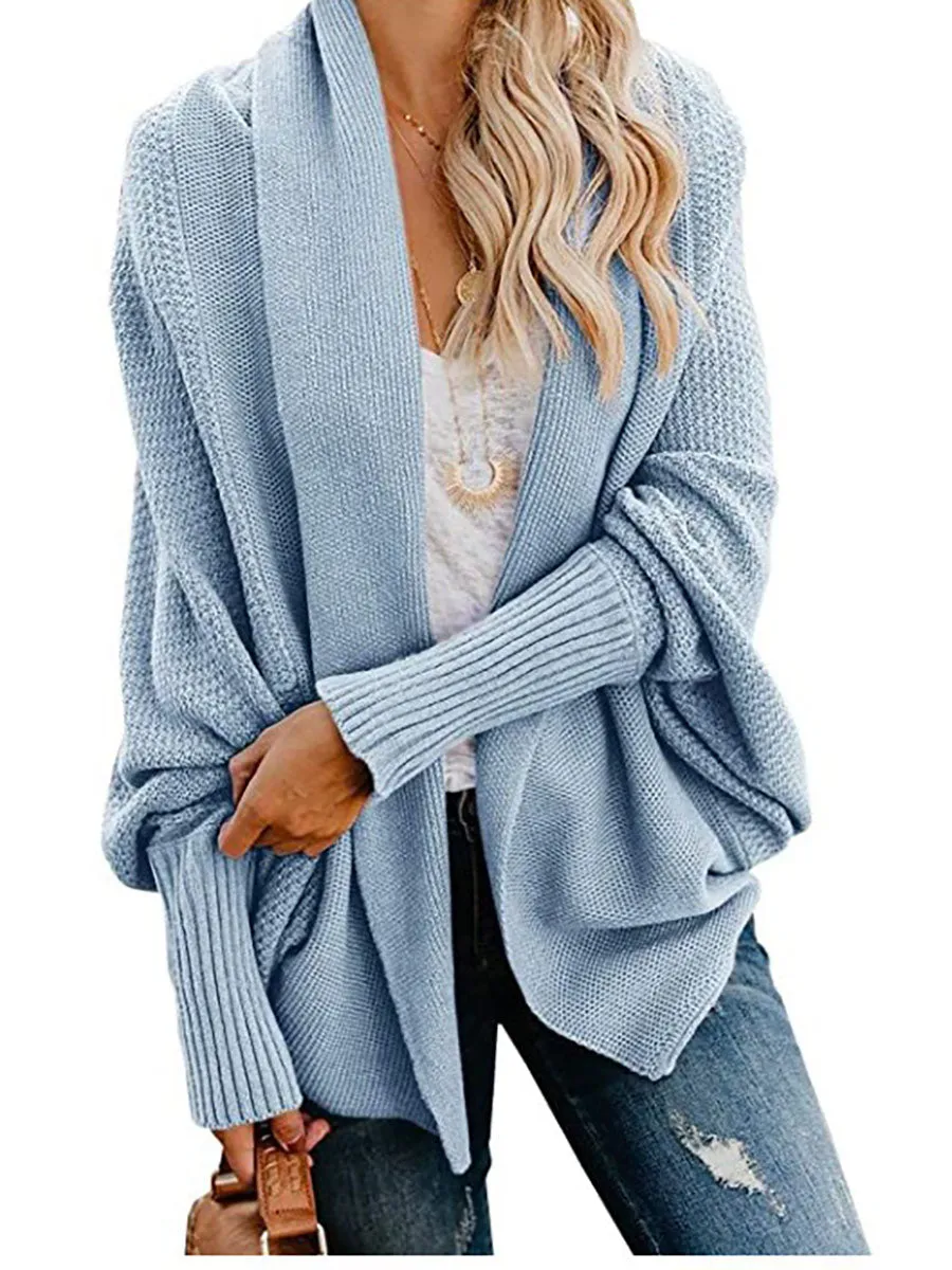 iForgirls Bat sleeve plus size long knitted cardigan sweater（13 colors）