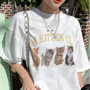 Kawaii Graphic Oversized White Short Sleeve T-shirt