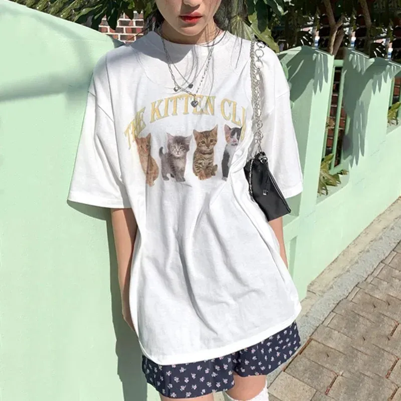 Kawaii Graphic Oversized White Short Sleeve T-shirt