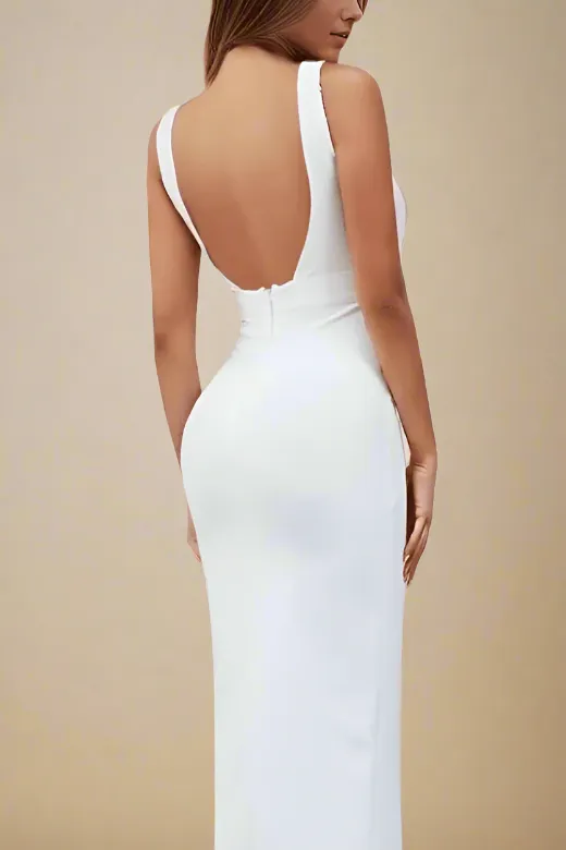 Kylie Bodycon Midi Dress - Pearl White