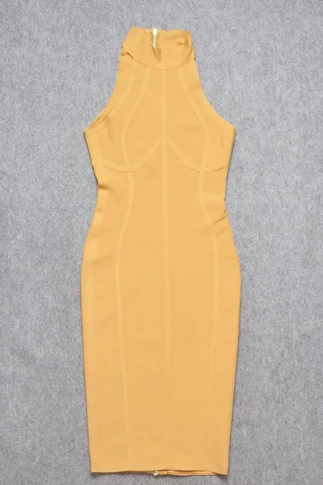 Lea Bandage Midi Dress - Mustard Yellow