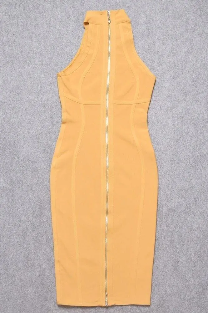 Lea Bandage Midi Dress - Mustard Yellow