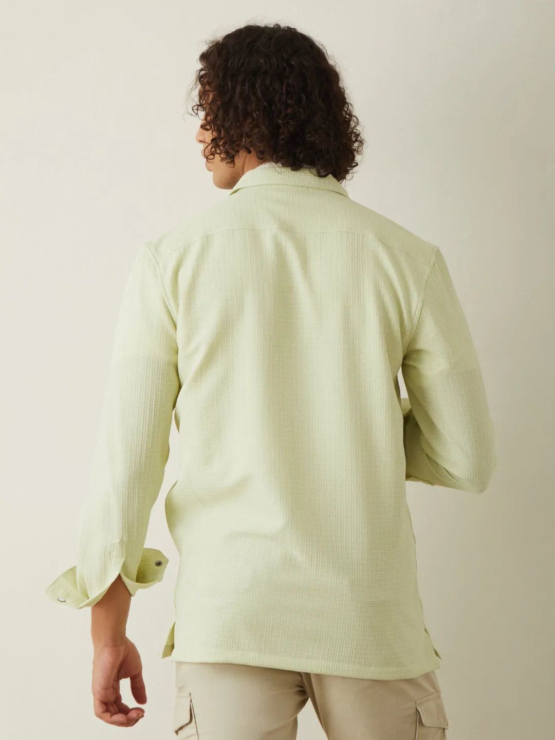 Light Green Plain Casual Shirt