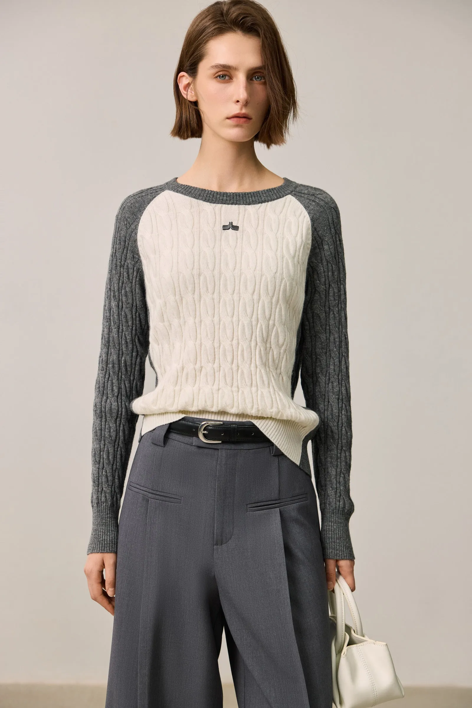 LILY Textured Lambswool Raglan Sweater